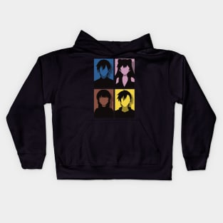 All Main Characters from More than a married couple, but not lovers or Fuufu Ijou, Koibito Miman: Akari Watanabe, Shiori Sakurazaka, Jirou Yakuin and Minami Tenjin in Pop Art Design Kids Hoodie